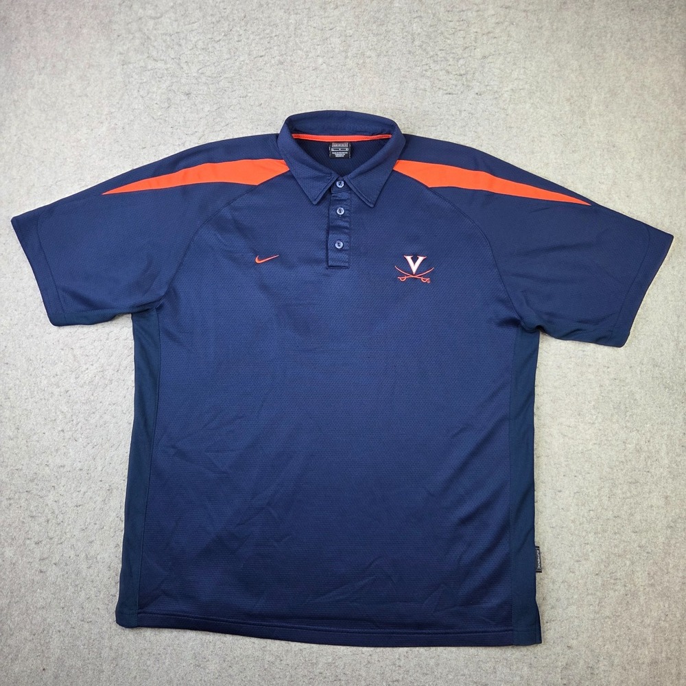 Virginia Cavaliers Nike Golf Polo Shirt Mens L Blue Orange Short Sleeve NCAA